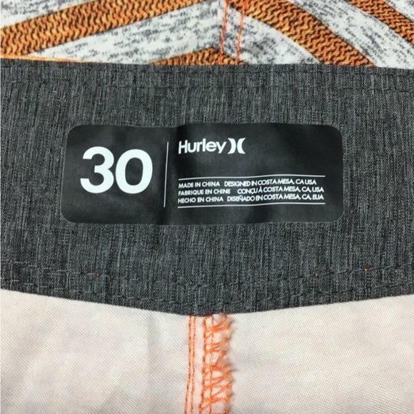 Hurley Phantom Unlined Men's Orange Grey Board Shorts Swim Trunks Quick Dry 30 - Picture 3 of 5